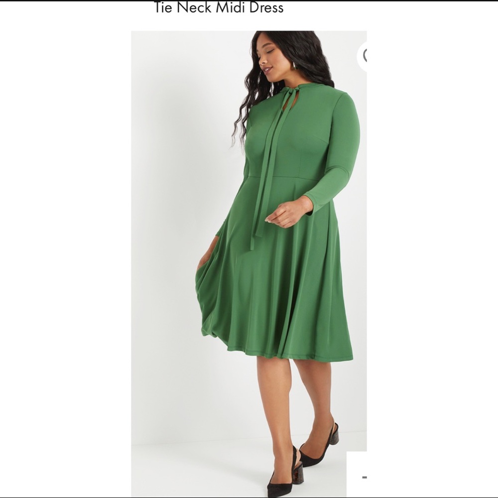 Eloquii Green Midi Plus Size Dress